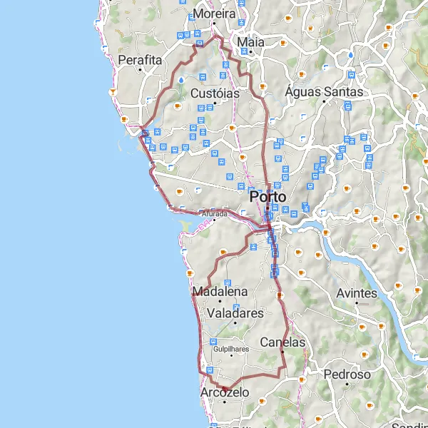 Miniatura do mapa de inspiração para ciclismo "Rota Cultural de Arcozelo" em Norte, Portugal. Gerado pelo planejador de rotas de ciclismo Tarmacs.app
