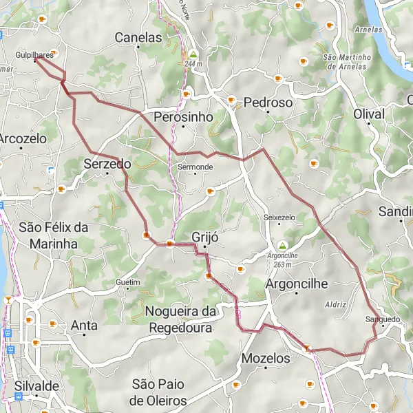 Miniatura do mapa de inspiração para ciclismo "Caminho pelas Colinas de Arcozelo" em Norte, Portugal. Gerado pelo planejador de rotas de ciclismo Tarmacs.app