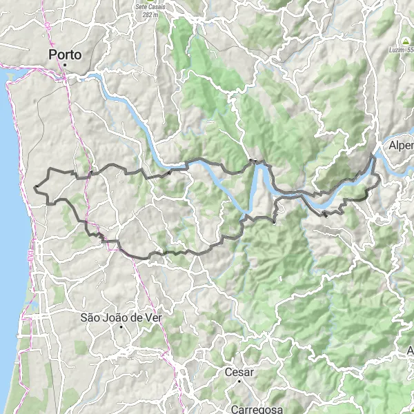 Miniatura do mapa de inspiração para ciclismo "Caminho de Arcozelo a Serzedo" em Norte, Portugal. Gerado pelo planejador de rotas de ciclismo Tarmacs.app