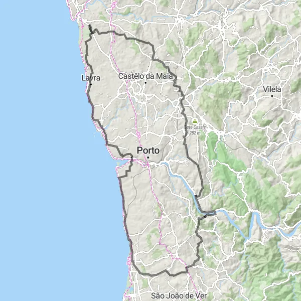 Miniatura do mapa de inspiração para ciclismo "Travessia do Douro" em Norte, Portugal. Gerado pelo planejador de rotas de ciclismo Tarmacs.app
