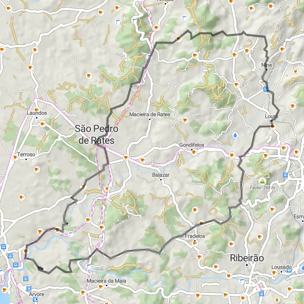 Miniatura do mapa de inspiração para ciclismo "Caminho das Aldeias" em Norte, Portugal. Gerado pelo planejador de rotas de ciclismo Tarmacs.app