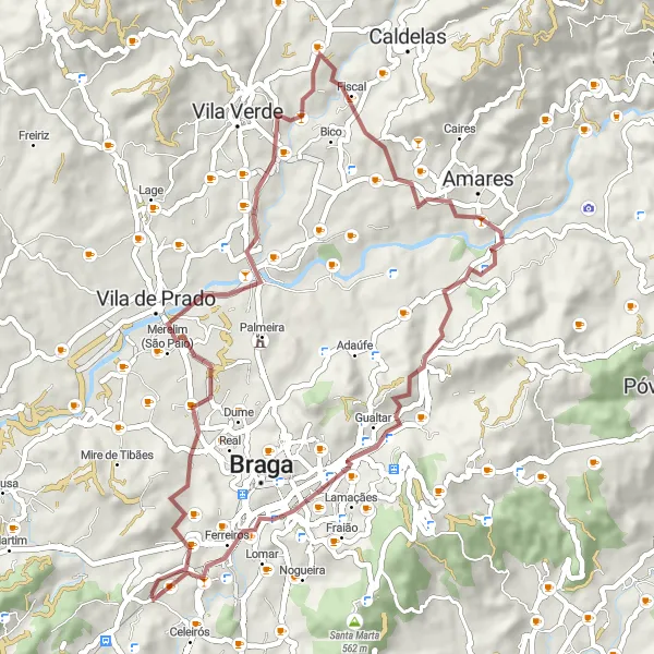 Map miniature of "The Gravel Adventure" cycling inspiration in Norte, Portugal. Generated by Tarmacs.app cycling route planner