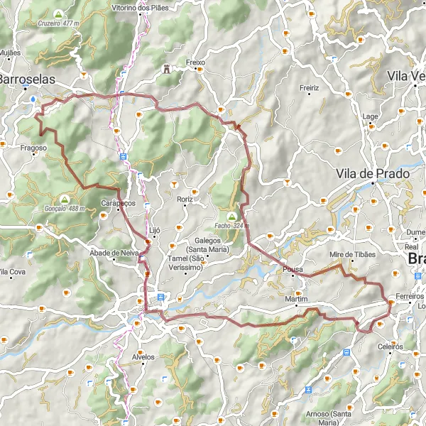 Map miniature of "The Epic Gravel Journey" cycling inspiration in Norte, Portugal. Generated by Tarmacs.app cycling route planner