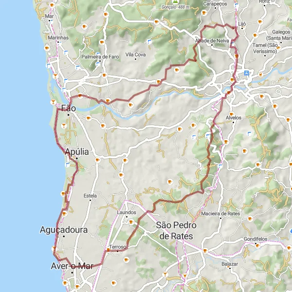 Miniatura do mapa de inspiração para ciclismo "Rota Gravel por Vila Boa e Coroinha" em Norte, Portugal. Gerado pelo planejador de rotas de ciclismo Tarmacs.app