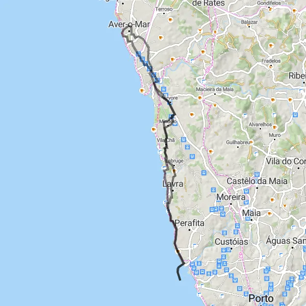 Miniatura do mapa de inspiração para ciclismo "Rota de Estrada Vista Panorâmica" em Norte, Portugal. Gerado pelo planejador de rotas de ciclismo Tarmacs.app