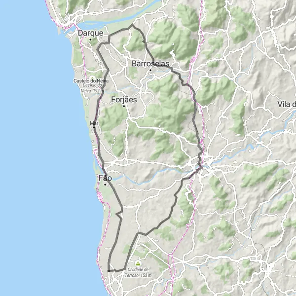 Miniatura do mapa de inspiração para ciclismo "Rota Cávado Adventure" em Norte, Portugal. Gerado pelo planejador de rotas de ciclismo Tarmacs.app