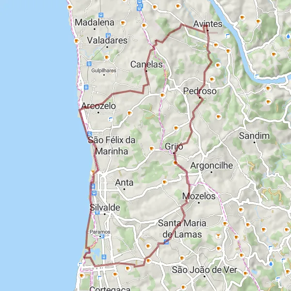 Miniatura do mapa de inspiração para ciclismo "Trilho pela Costa de Santo Ovídio" em Norte, Portugal. Gerado pelo planejador de rotas de ciclismo Tarmacs.app