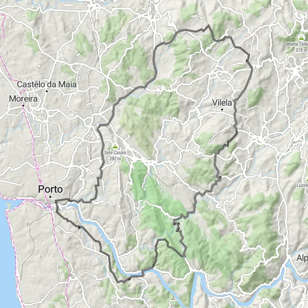 Miniatura do mapa de inspiração para ciclismo "Crestuma Adventure" em Norte, Portugal. Gerado pelo planejador de rotas de ciclismo Tarmacs.app