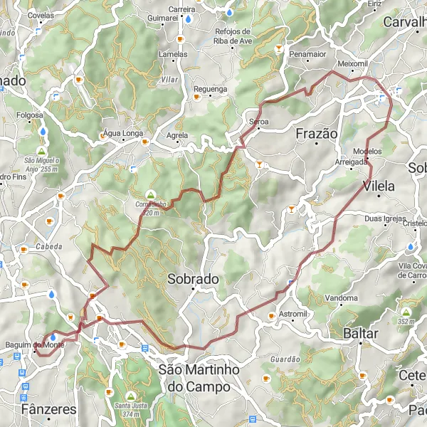 Miniatura do mapa de inspiração para ciclismo "Rota de Paços de Ferreira" em Norte, Portugal. Gerado pelo planejador de rotas de ciclismo Tarmacs.app