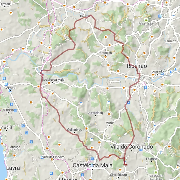 Miniatura do mapa de inspiração para ciclismo "Rota de Balazar e São Mamede" em Norte, Portugal. Gerado pelo planejador de rotas de ciclismo Tarmacs.app