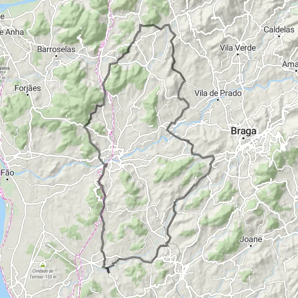 Miniatura do mapa de inspiração para ciclismo "Rota de Ciclismo de Estrada de Balazar a Gondifelos" em Norte, Portugal. Gerado pelo planejador de rotas de ciclismo Tarmacs.app
