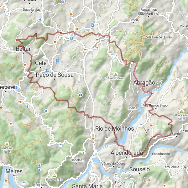 Map miniature of "Rural Charms: Baltar Loop" cycling inspiration in Norte, Portugal. Generated by Tarmacs.app cycling route planner