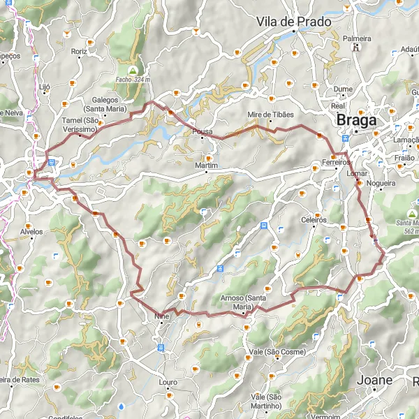 Miniatura do mapa de inspiração para ciclismo "Rota de Ciclismo em Gravel até Barcelos" em Norte, Portugal. Gerado pelo planejador de rotas de ciclismo Tarmacs.app