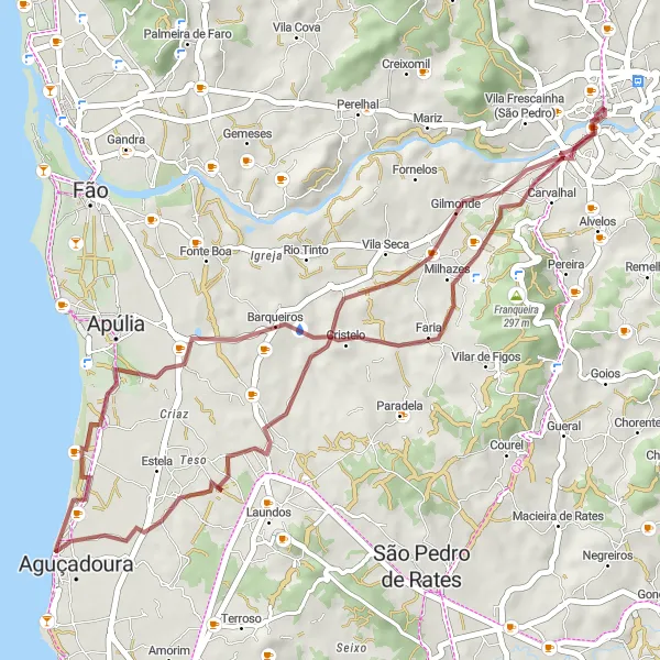 Miniatura do mapa de inspiração para ciclismo "Rota de Ciclismo em Gravel até Gilmonde" em Norte, Portugal. Gerado pelo planejador de rotas de ciclismo Tarmacs.app