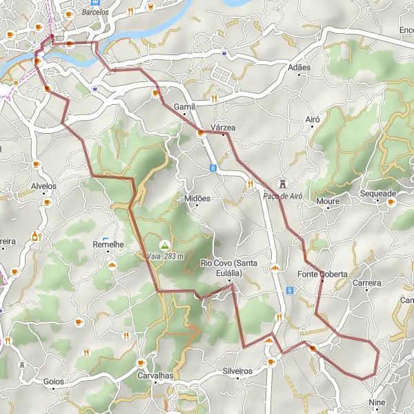 Miniatura do mapa de inspiração para ciclismo "Rota de Vaia a Barcelos" em Norte, Portugal. Gerado pelo planejador de rotas de ciclismo Tarmacs.app