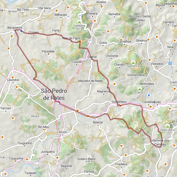 Miniatura do mapa de inspiração para ciclismo "Exploração de Barqueiros a Vilarinho das Cambas" em Norte, Portugal. Gerado pelo planejador de rotas de ciclismo Tarmacs.app