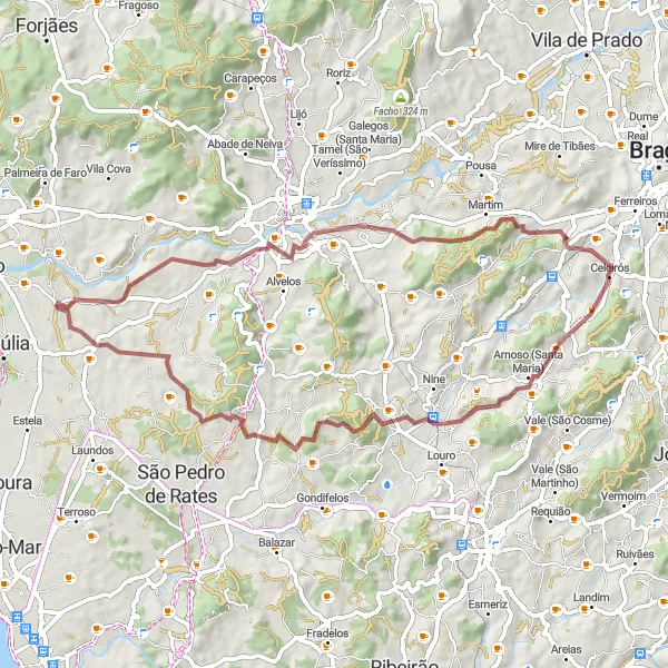 Miniatura do mapa de inspiração para ciclismo "Aventura Gravel em Barqueiros" em Norte, Portugal. Gerado pelo planejador de rotas de ciclismo Tarmacs.app