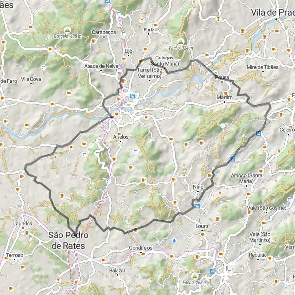Miniatura do mapa de inspiração para ciclismo "Rota Cultural de Gilmonde a Cristelo" em Norte, Portugal. Gerado pelo planejador de rotas de ciclismo Tarmacs.app