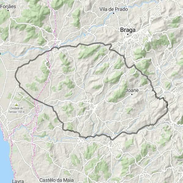 Miniatura do mapa de inspiração para ciclismo "Explorando Martim e Lousado de Bicicleta" em Norte, Portugal. Gerado pelo planejador de rotas de ciclismo Tarmacs.app