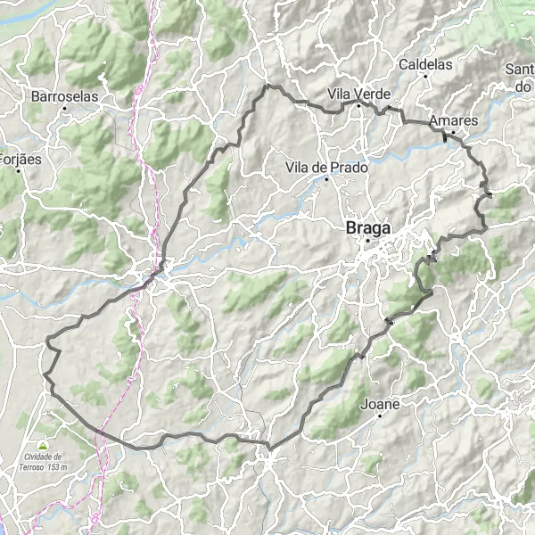 Miniatura do mapa de inspiração para ciclismo "Desafio da Montanha Norte" em Norte, Portugal. Gerado pelo planejador de rotas de ciclismo Tarmacs.app