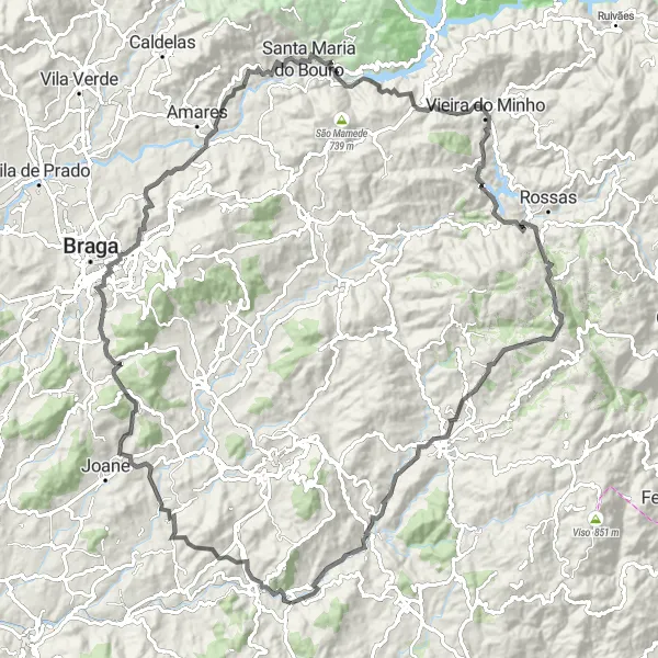 Map miniature of "Barrosas - Serzedo Loop" cycling inspiration in Norte, Portugal. Generated by Tarmacs.app cycling route planner