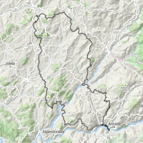 Miniatura do mapa de inspiração para ciclismo "Jornada Ribadouro-Lousada" em Norte, Portugal. Gerado pelo planejador de rotas de ciclismo Tarmacs.app