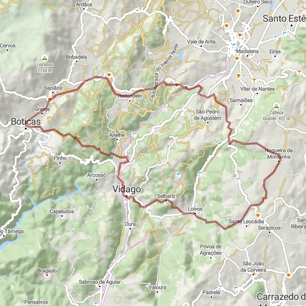 Miniatura do mapa de inspiração para ciclismo "Trilho pelas Montanhas de Sapiãos" em Norte, Portugal. Gerado pelo planejador de rotas de ciclismo Tarmacs.app