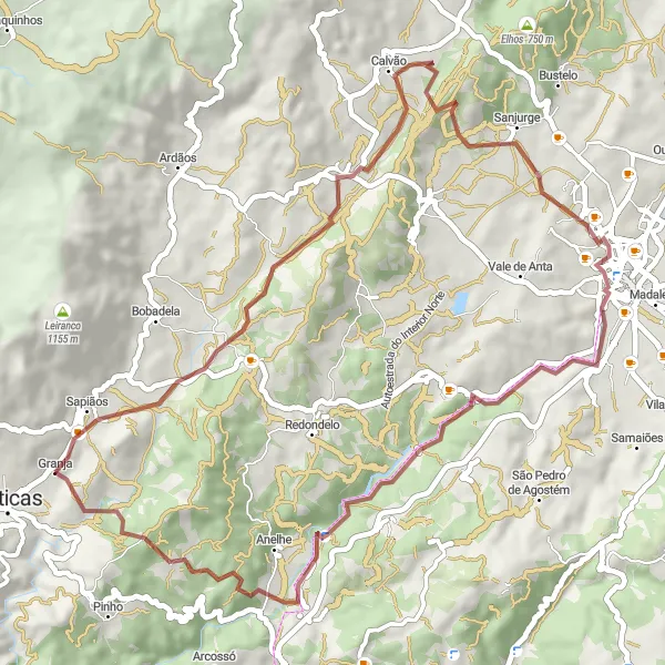 Miniatura do mapa de inspiração para ciclismo "Rota da Chaves Histórica" em Norte, Portugal. Gerado pelo planejador de rotas de ciclismo Tarmacs.app