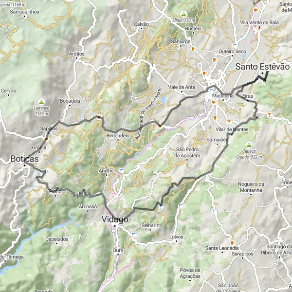 Miniatura do mapa de inspiração para ciclismo "Explorações do Douro" em Norte, Portugal. Gerado pelo planejador de rotas de ciclismo Tarmacs.app