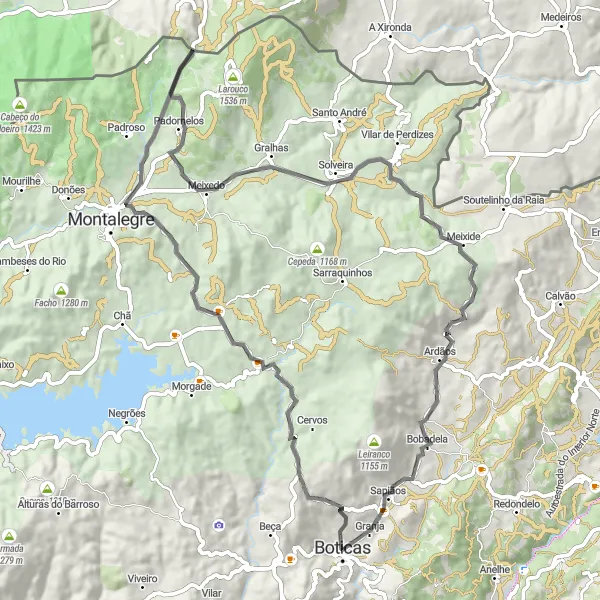 Miniatura do mapa de inspiração para ciclismo "Circuito Cultural de Montalegre" em Norte, Portugal. Gerado pelo planejador de rotas de ciclismo Tarmacs.app