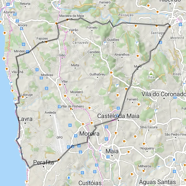 Miniatura do mapa de inspiração para ciclismo "Caminho de Muro a Trofa" em Norte, Portugal. Gerado pelo planejador de rotas de ciclismo Tarmacs.app