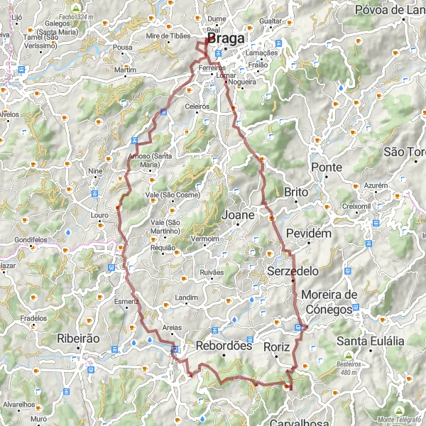 Miniatura do mapa de inspiração para ciclismo "Trilho das Aldeias" em Norte, Portugal. Gerado pelo planejador de rotas de ciclismo Tarmacs.app