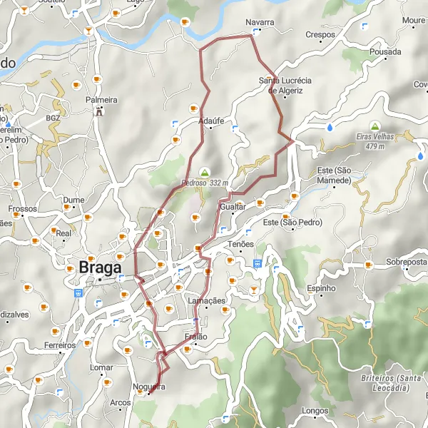 Miniatura do mapa de inspiração para ciclismo "Rota Campestre" em Norte, Portugal. Gerado pelo planejador de rotas de ciclismo Tarmacs.app