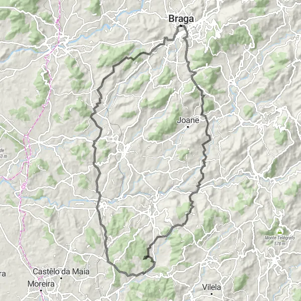 Miniatura do mapa de inspiração para ciclismo "Rota Ciclística até Trofa" em Norte, Portugal. Gerado pelo planejador de rotas de ciclismo Tarmacs.app