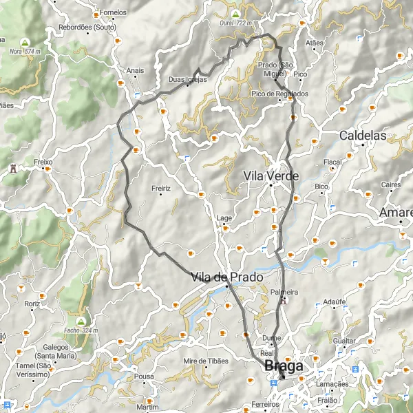 Miniatura do mapa de inspiração para ciclismo "Passeio de Estrada por Dume" em Norte, Portugal. Gerado pelo planejador de rotas de ciclismo Tarmacs.app