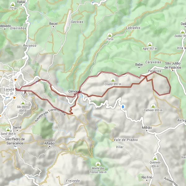 Miniatura do mapa de inspiração para ciclismo "Caminho de São Bento" em Norte, Portugal. Gerado pelo planejador de rotas de ciclismo Tarmacs.app