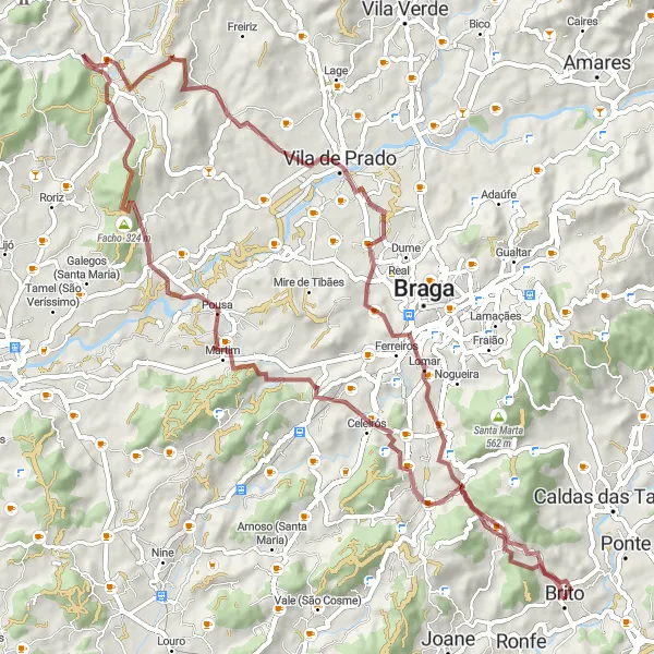 Miniatura do mapa de inspiração para ciclismo "Trilho Brito - Penedice" em Norte, Portugal. Gerado pelo planejador de rotas de ciclismo Tarmacs.app