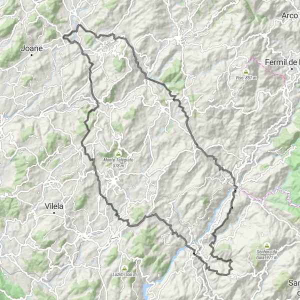 Miniatura do mapa de inspiração para ciclismo "Caminho dos Magalhães" em Norte, Portugal. Gerado pelo planejador de rotas de ciclismo Tarmacs.app