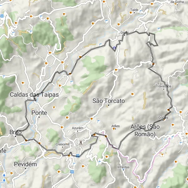 Miniatura do mapa de inspiração para ciclismo "Rota Vila Nova - Silvares" em Norte, Portugal. Gerado pelo planejador de rotas de ciclismo Tarmacs.app
