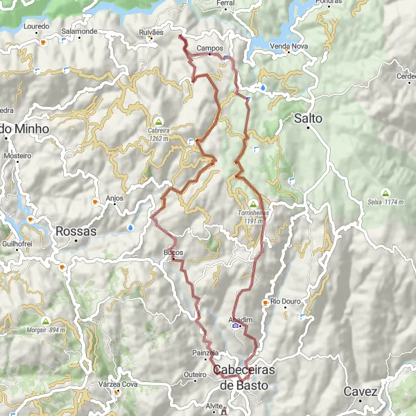 Miniatura do mapa de inspiração para ciclismo "Rota de Gravel de Cabeceiras de Basto" em Norte, Portugal. Gerado pelo planejador de rotas de ciclismo Tarmacs.app