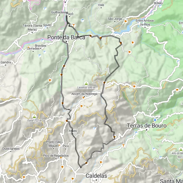 Miniatura do mapa de inspiração para ciclismo "Circuito das Aldeias" em Norte, Portugal. Gerado pelo planejador de rotas de ciclismo Tarmacs.app
