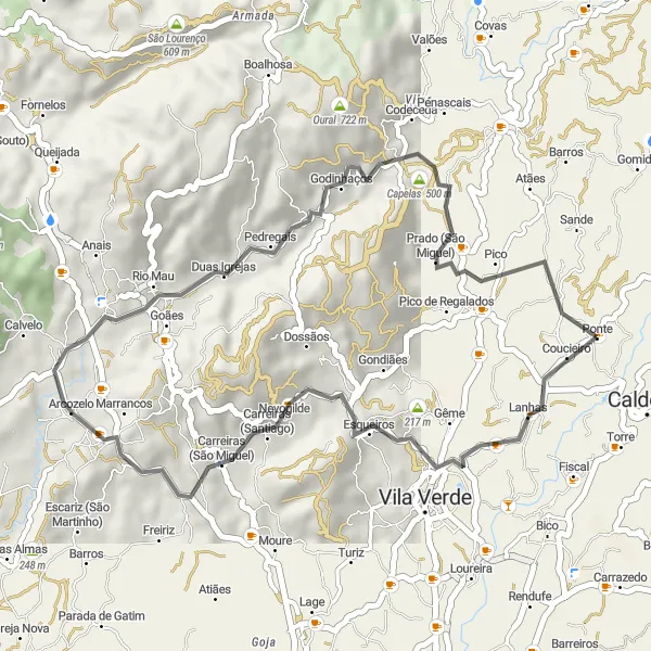 Miniatura do mapa de inspiração para ciclismo "Passeio por Ponte e Arcozelo" em Norte, Portugal. Gerado pelo planejador de rotas de ciclismo Tarmacs.app