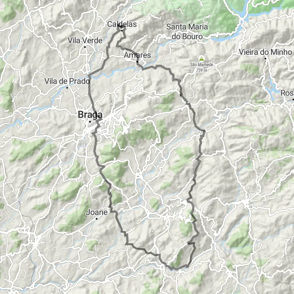 Miniatura do mapa de inspiração para ciclismo "Rota de Ciclismo de Estrada em Caldelas" em Norte, Portugal. Gerado pelo planejador de rotas de ciclismo Tarmacs.app