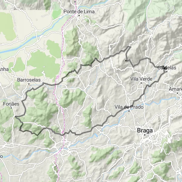 Miniatura do mapa de inspiração para ciclismo "Volta ao Pico de Regalados" em Norte, Portugal. Gerado pelo planejador de rotas de ciclismo Tarmacs.app