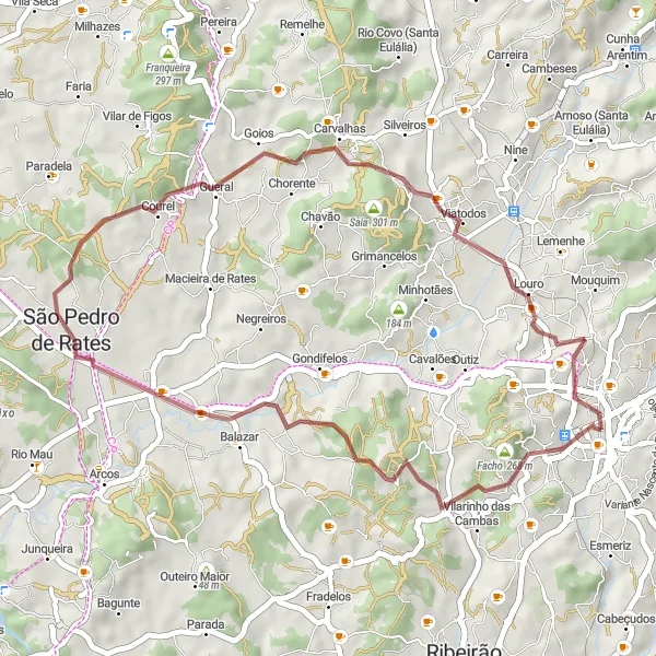 Miniatura do mapa de inspiração para ciclismo "Rota do Facho e Viatodos" em Norte, Portugal. Gerado pelo planejador de rotas de ciclismo Tarmacs.app