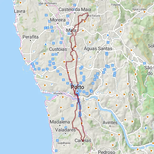 Miniatura do mapa de inspiração para ciclismo "Trilho do Douro Verde" em Norte, Portugal. Gerado pelo planejador de rotas de ciclismo Tarmacs.app