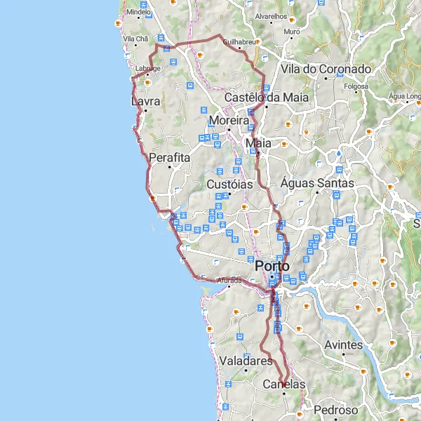 Miniatura do mapa de inspiração para ciclismo "Aventura em Maia e Mosteiro da Serra do Pilar" em Norte, Portugal. Gerado pelo planejador de rotas de ciclismo Tarmacs.app