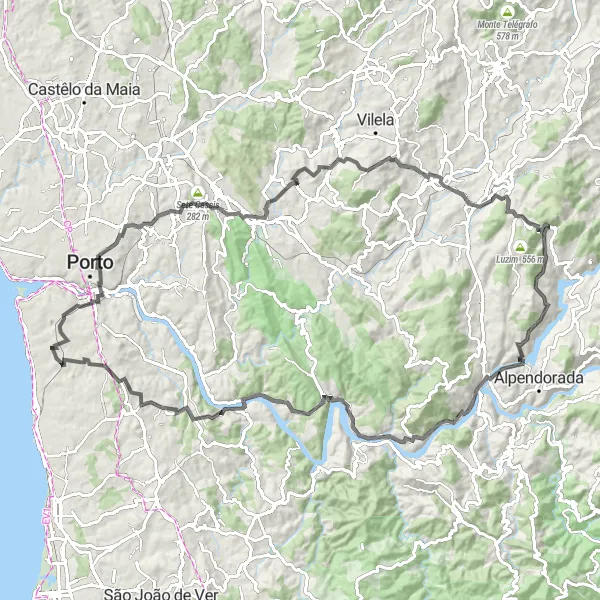 Miniatura do mapa de inspiração para ciclismo "Rota de Ciclismo de Estrada Canidelo - Norte" em Norte, Portugal. Gerado pelo planejador de rotas de ciclismo Tarmacs.app