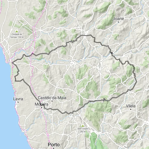 Map miniature of "Carvalhosa to Seroa Loop" cycling inspiration in Norte, Portugal. Generated by Tarmacs.app cycling route planner