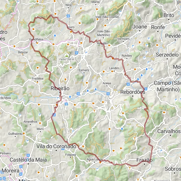 Miniatura do mapa de inspiração para ciclismo "Rota pelos montes de Norte" em Norte, Portugal. Gerado pelo planejador de rotas de ciclismo Tarmacs.app